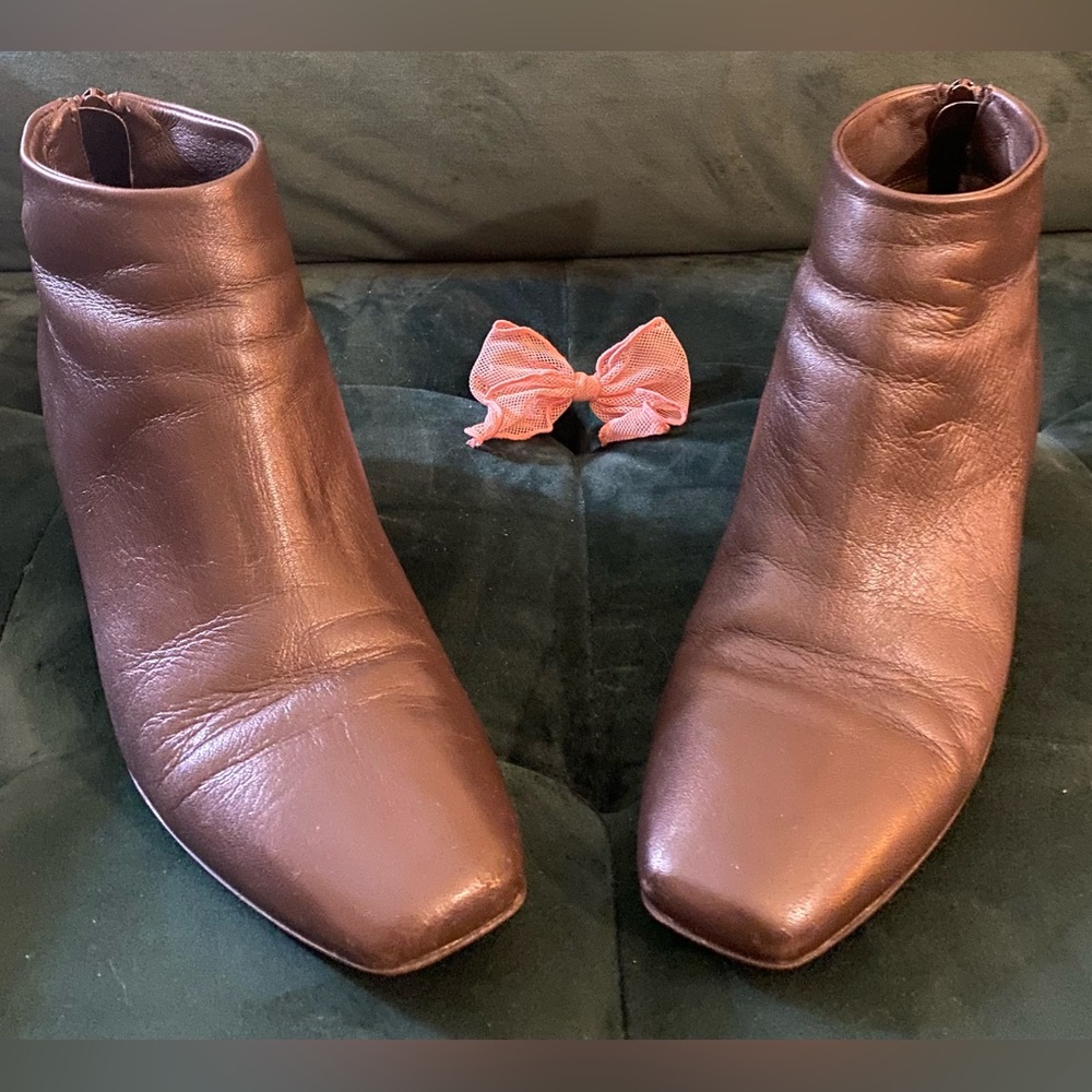 Sesto Meucci Italian Leather Square Toe Vintage Aesthetic Ankle Booties 💕